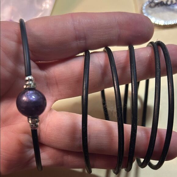 Elegant Black and Purple Bangle Set - Picture 1 of 3